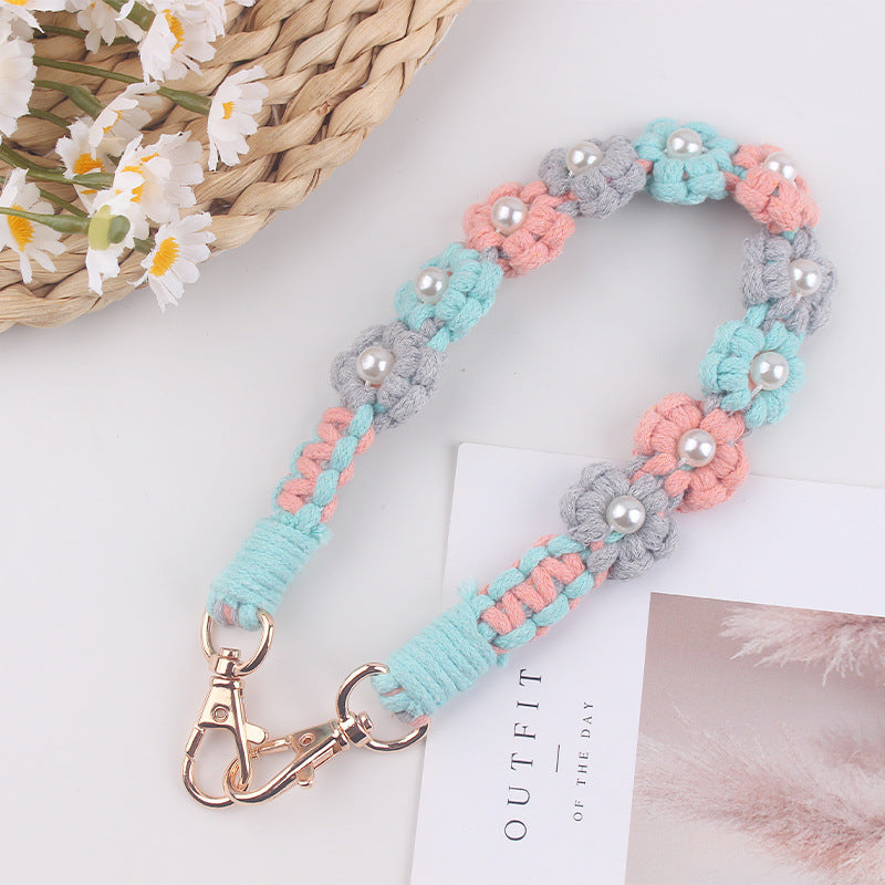 Wholesale Creative hand-woven daisy pearl water cup cup sleeve cup rope